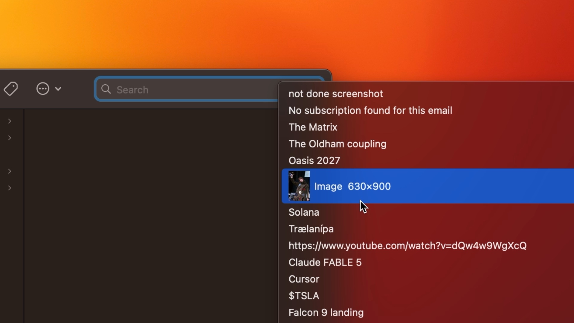 Clipboard Manager history popup
