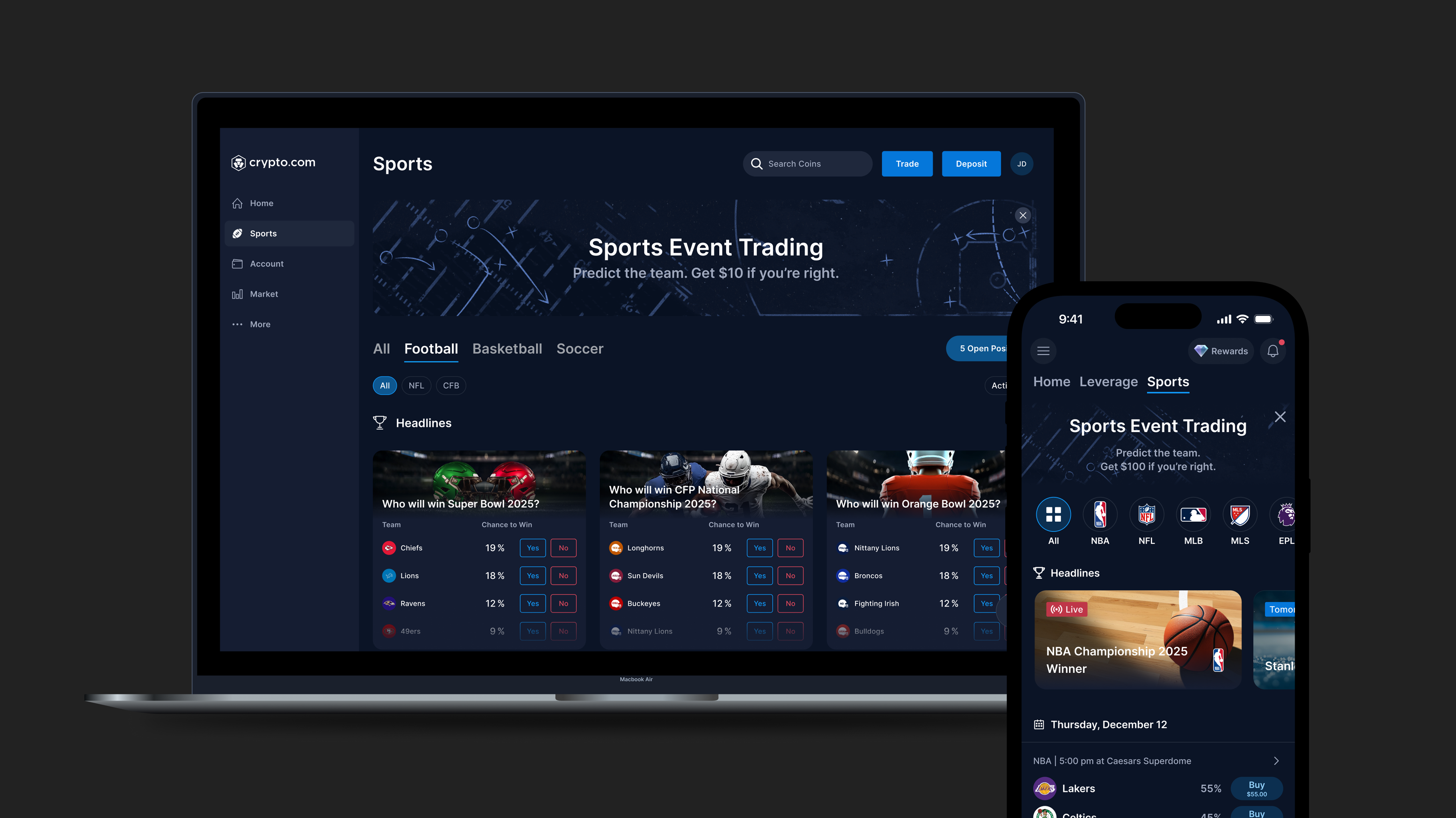 Sports Event Trading on desktop web and mobile
